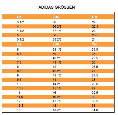 Adidas herren maßband tabelle